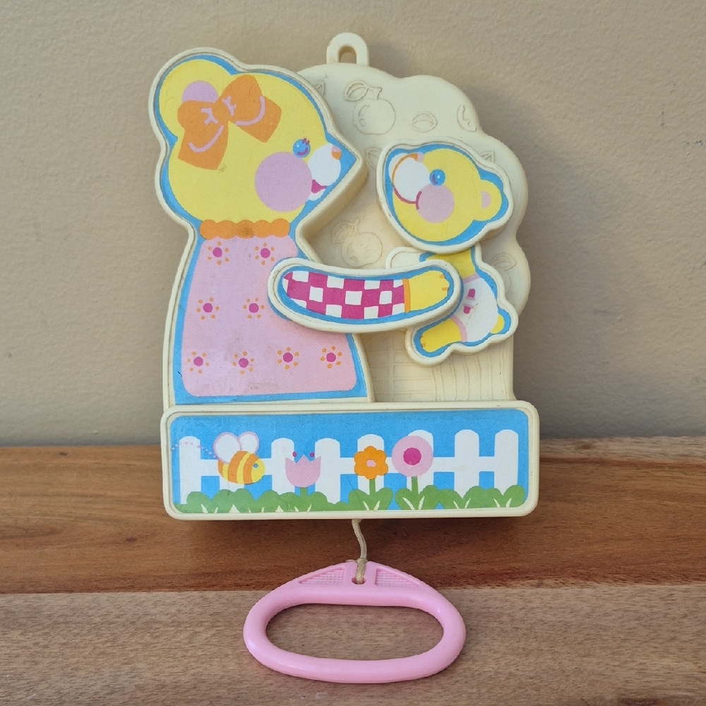 Vintage 80's Sankyo Musical Bear Crib Toy - Works!